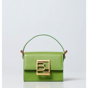 By Far Fran Green Embossed Leather Mini Hand Bag